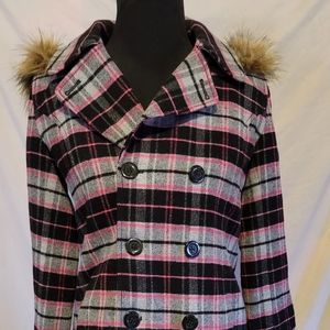 COPY - PINK by VS plaid hooded coat